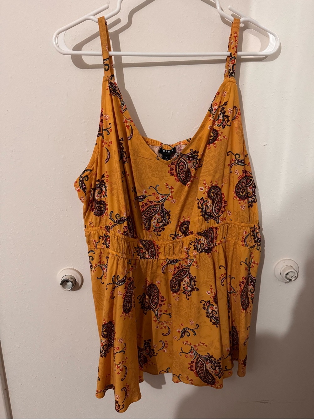 Torrid Yellow Paisley Spaghetti-Strap Babydoll Top